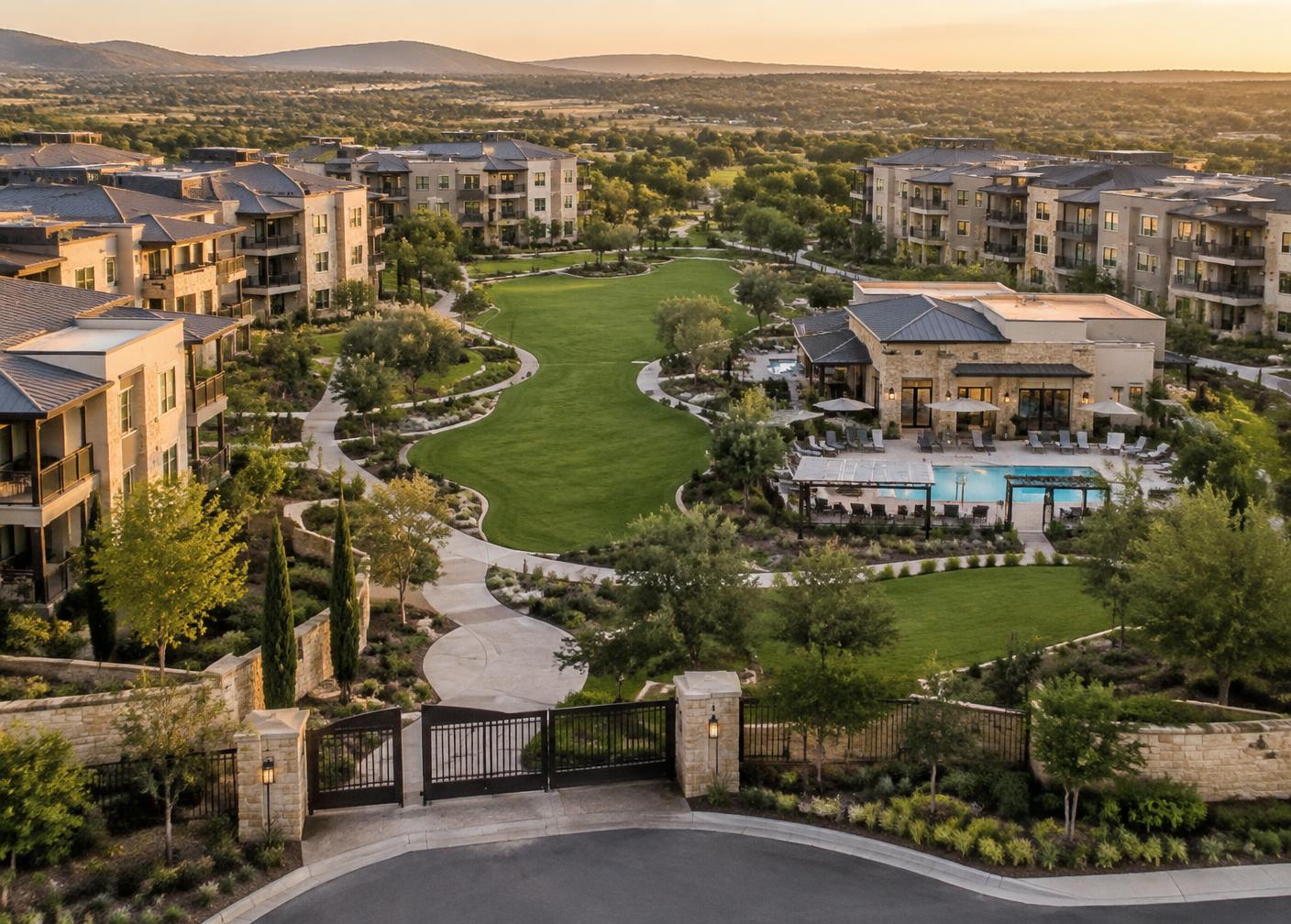 Hyde Park Central gated community around a fifteen-acre central park